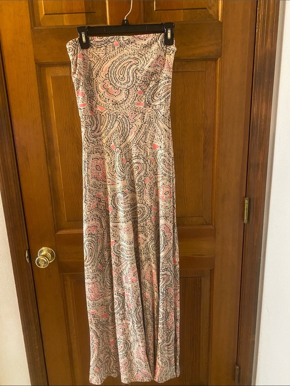 The Limited Peach and Cream Paisley Strapless Dress size M NWT